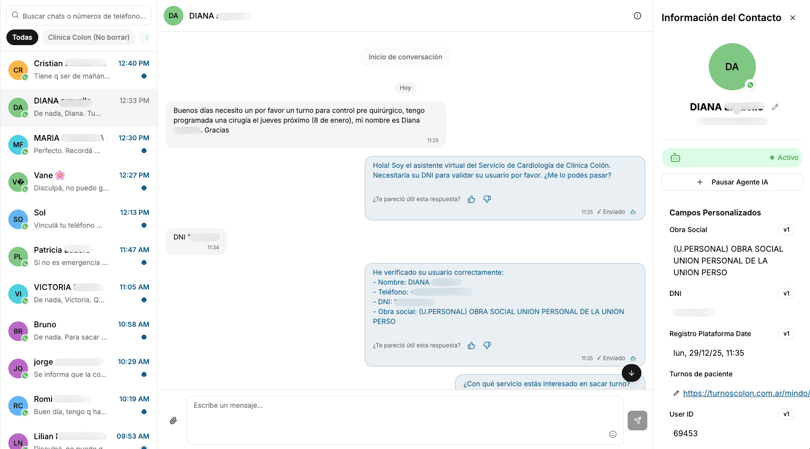 Validación del paciente