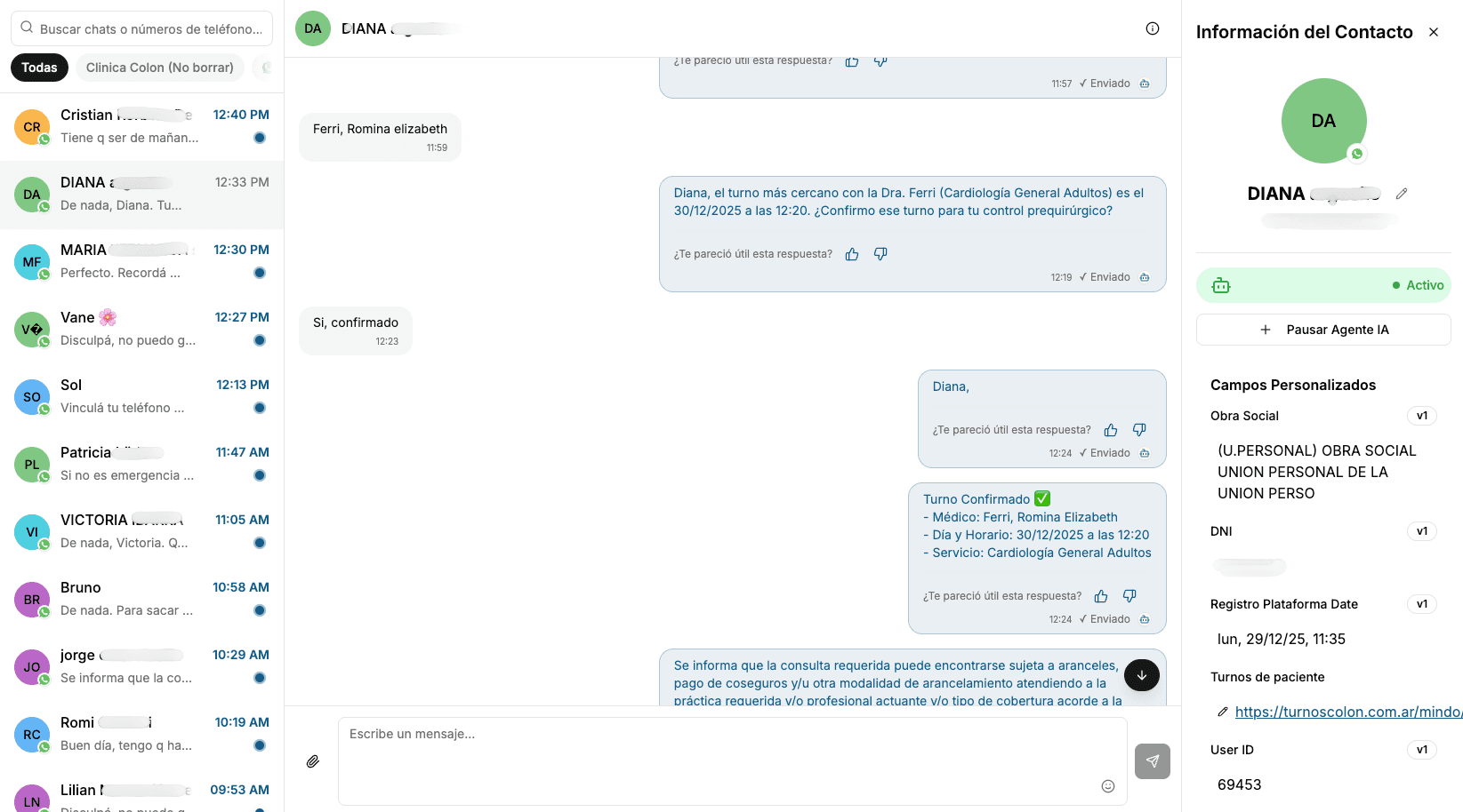 Confirmación del turno